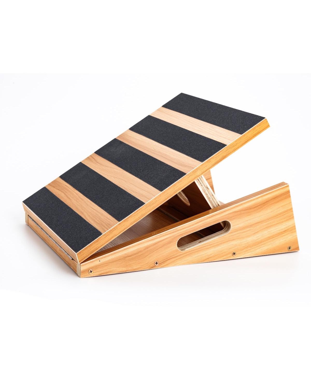 Professional Wooden Slant Board, Calf Stretcher With Extra Side-handle - Natural