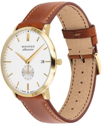Men's Heritage Silhouette Swiss Quartz Cognac Genuine Leather Strap Watch 40mm