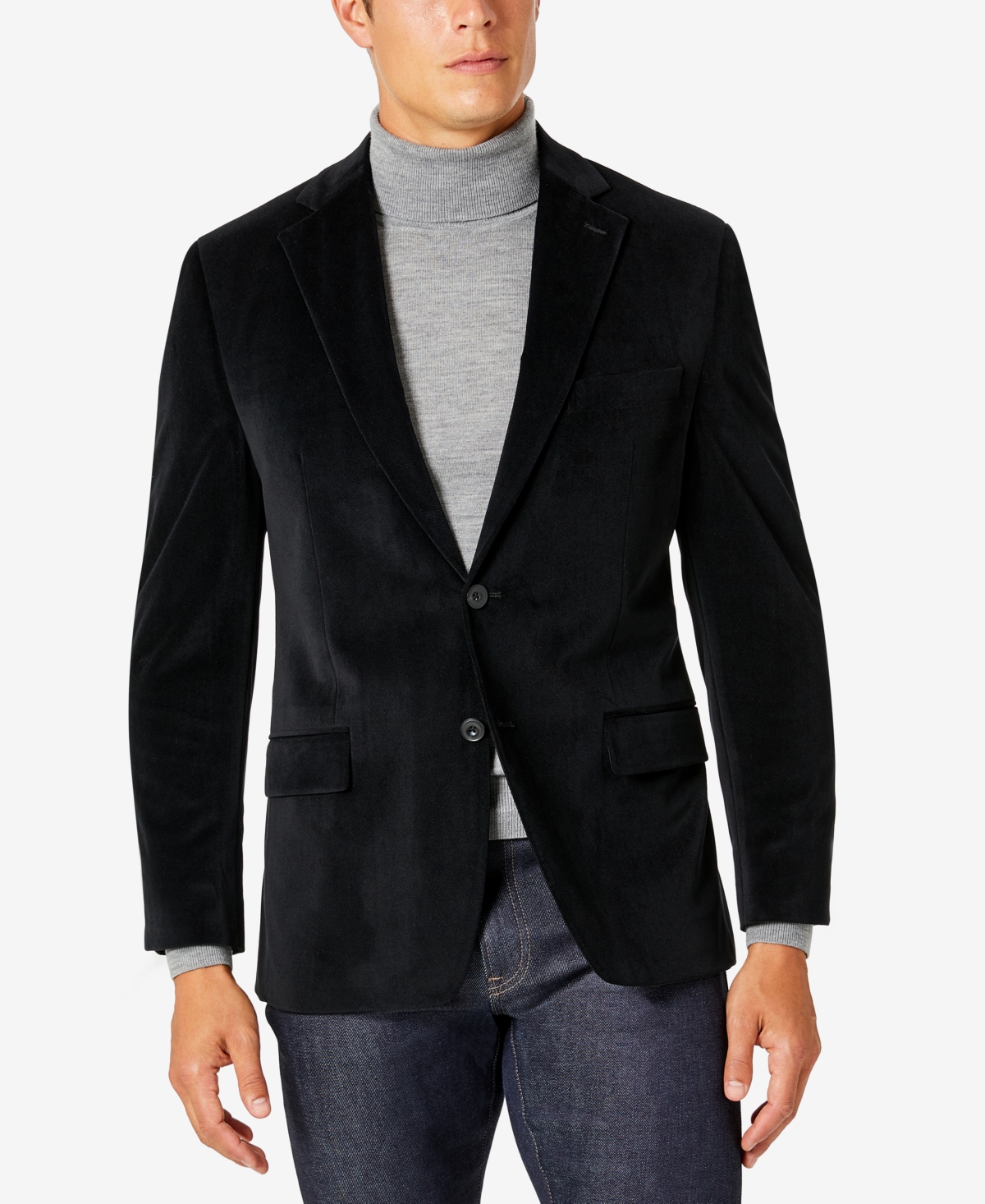 Michael Kors Men's Modern-fit Velvet Blazer In Black