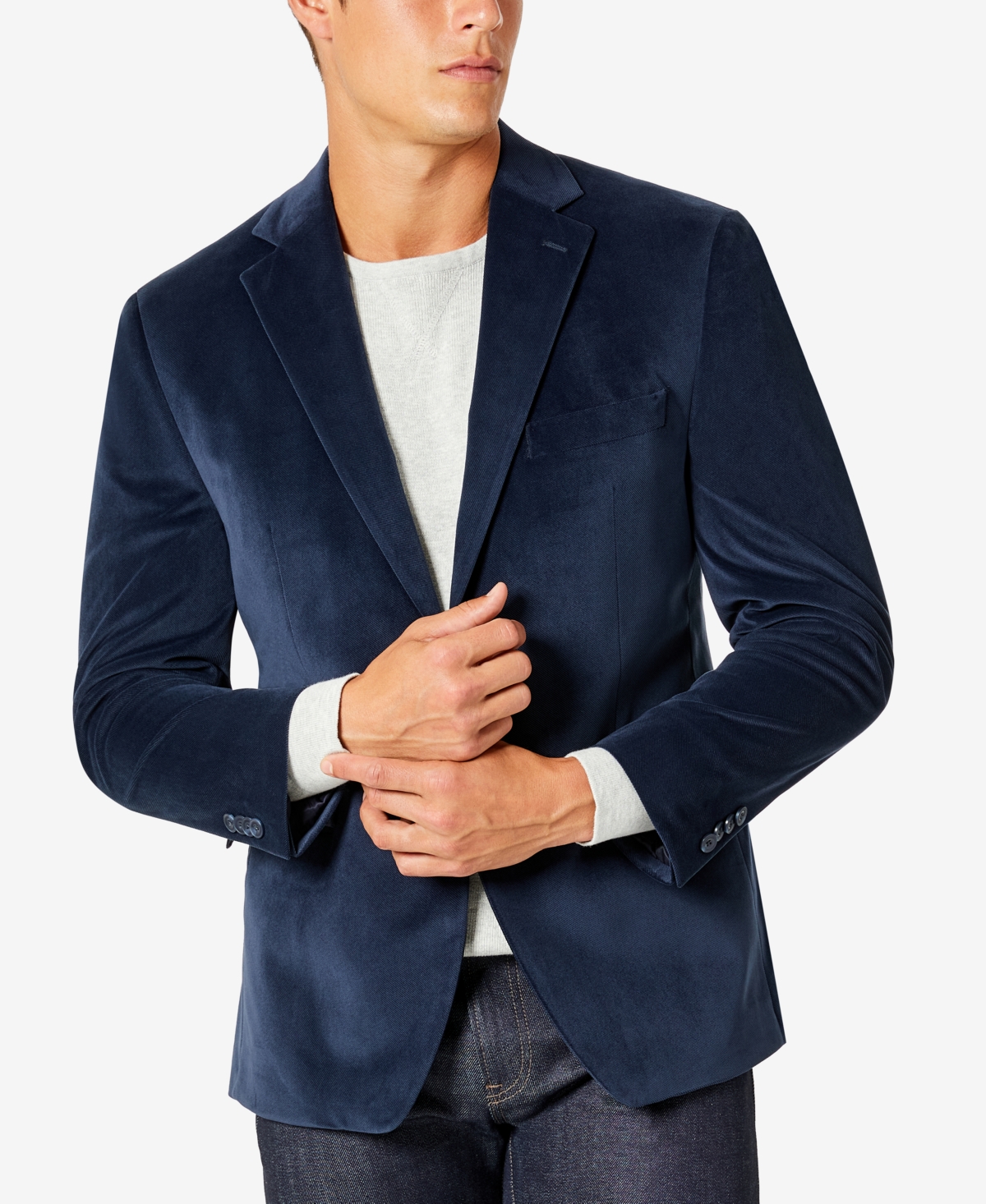 Michael Kors Men's Modern-fit Velvet Blazer In Dark Blue