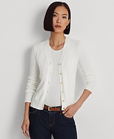 Women's Cotton-Blend Buttoned Cardigan Sweater