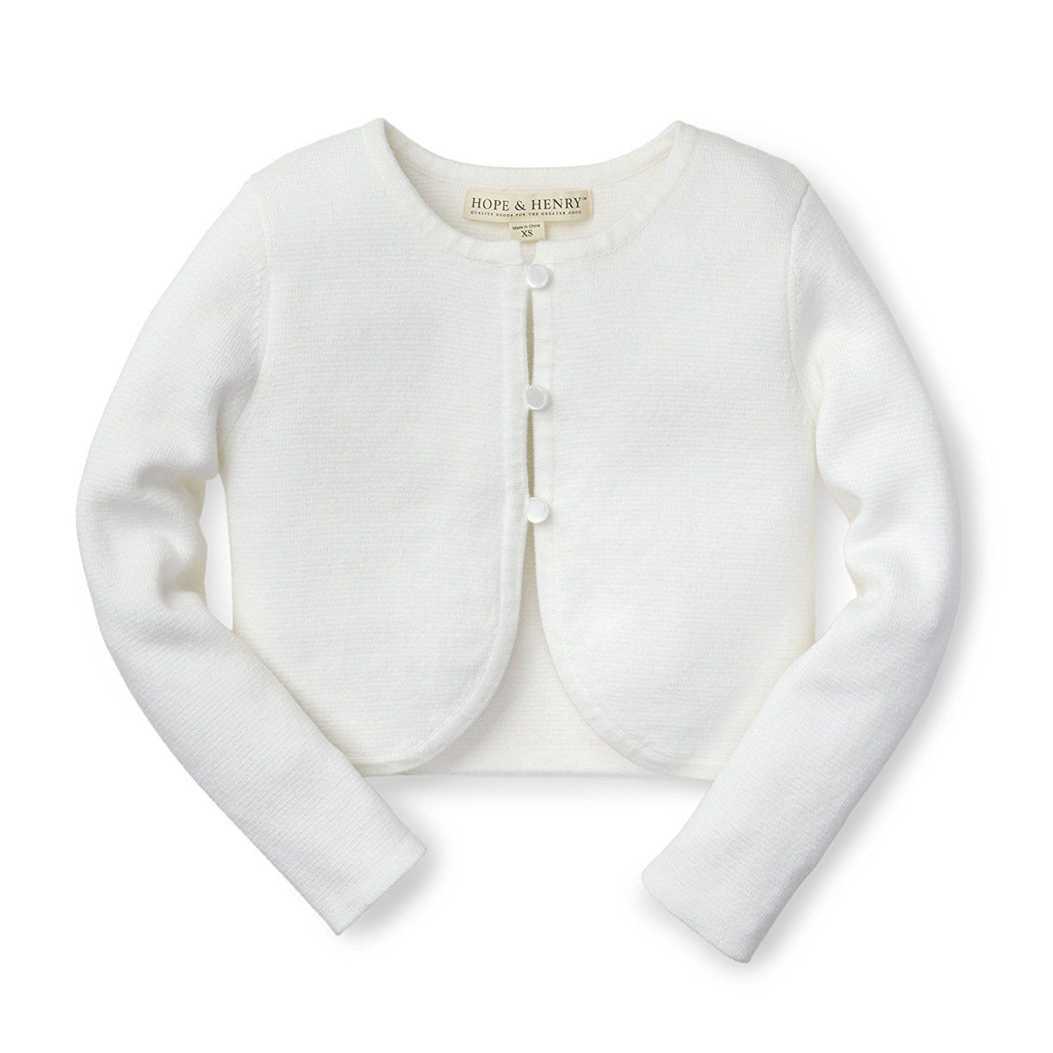 Hope and Henry Girls' Cropped Curved Hem Cardigan, Kids