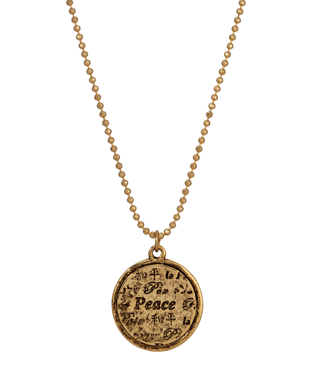 2028 Gold-tone Multi Language Round Peace Medallion Necklace In No Color