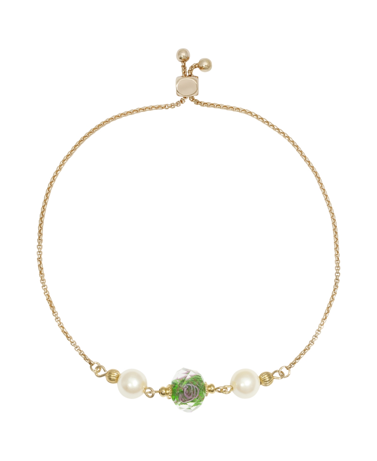 2028 Crystal And Imitation Pearl Bracelet In Green