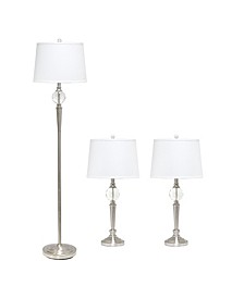 Crystal Drop Table and Floor Lamp Set, 3 Piece