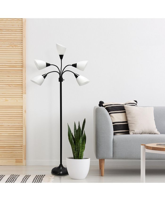 All The Rages Simple Designs 5 Light Adjustable Gooseneck Floor Lamp ...