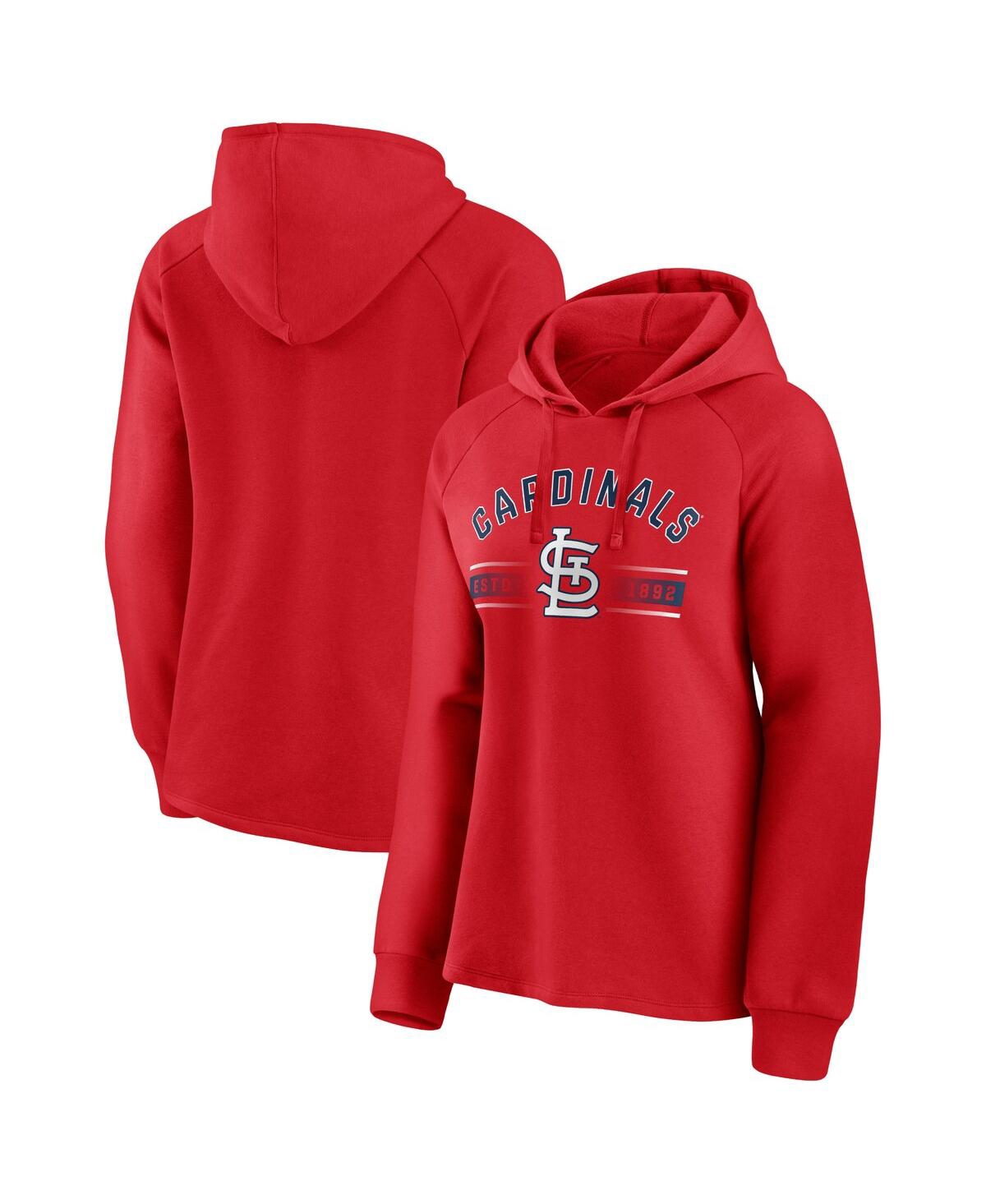 Shop Fanatics Women's  Red St. Louis Cardinals Perfect Play Raglan Pullover Hoodie