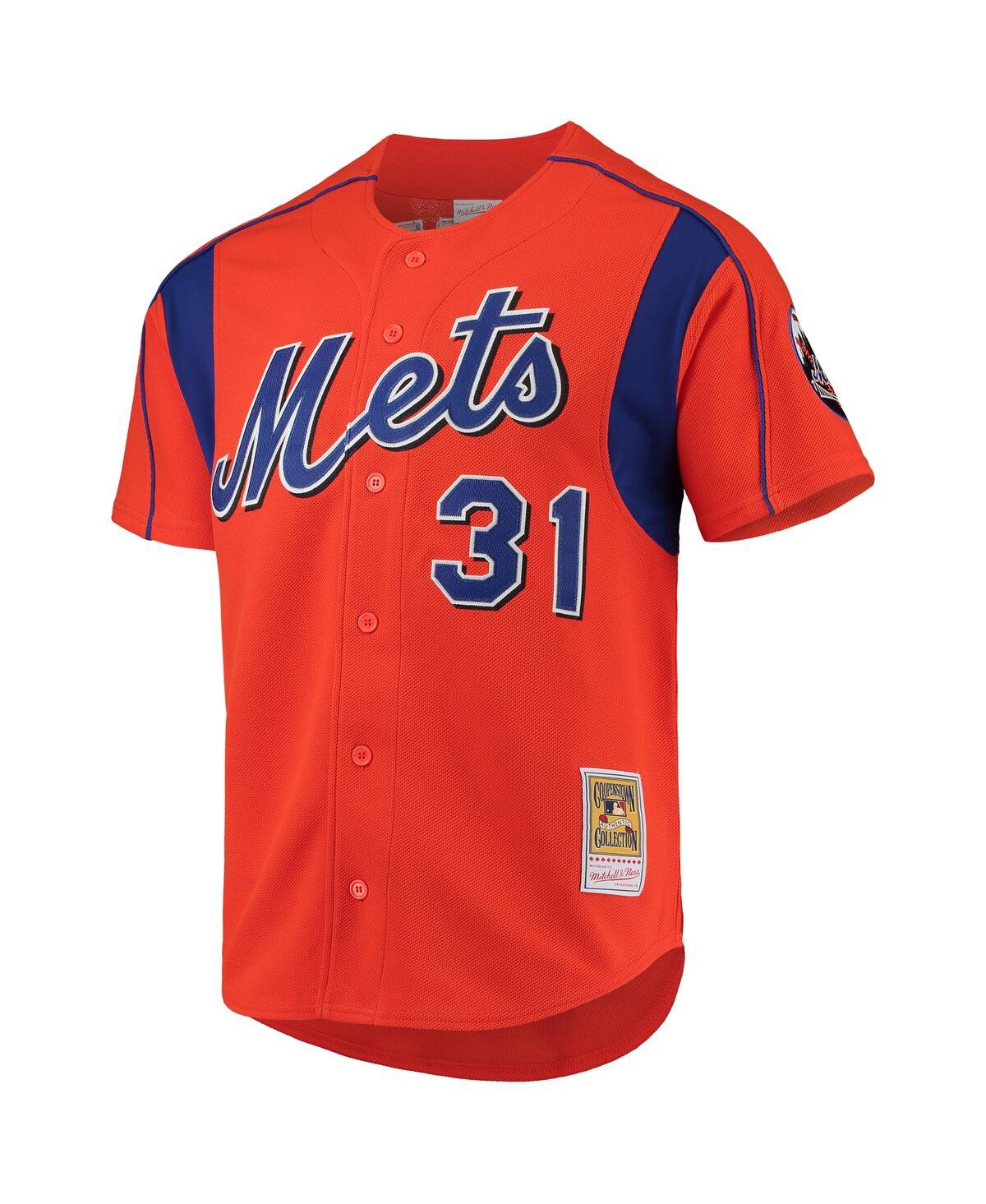 Men's Mitchell & Ness Mike Piazza Orange New York Mets Cooperstown Collection Mesh Batting Practice Jersey