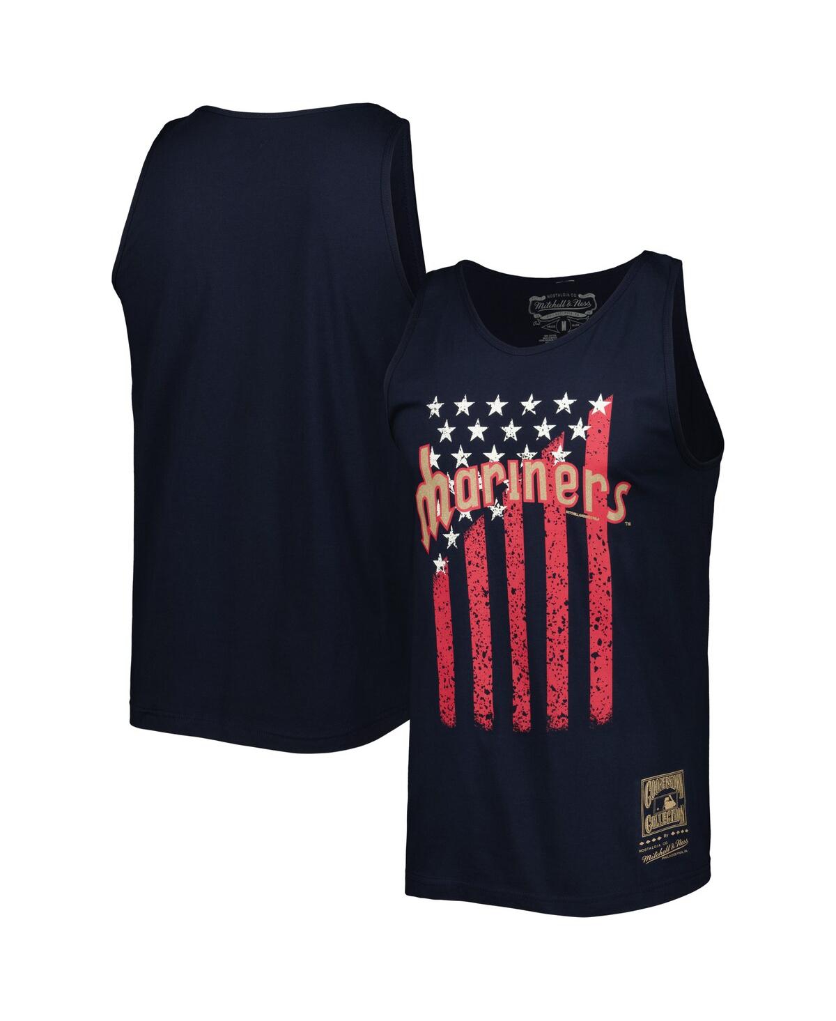 Mitchell & Ness Men's  Navy Seattle Mariners Cooperstown Collection Stars And Stripes Tank Top In Blue