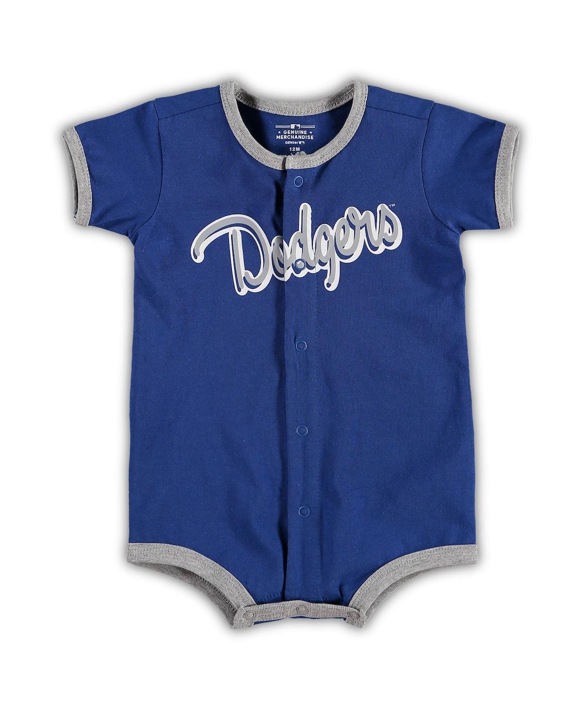 OUTERSTUFF NEWBORN AND INFANT BOYS AND GIRLS ROYAL LOS ANGELES DODGERS STRIPE POWER HITTER ROMPER