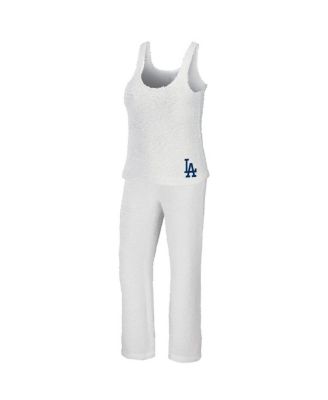 Women's Cream Los Angeles Dodgers Plus Size Cozy Tank Top and Pants Set