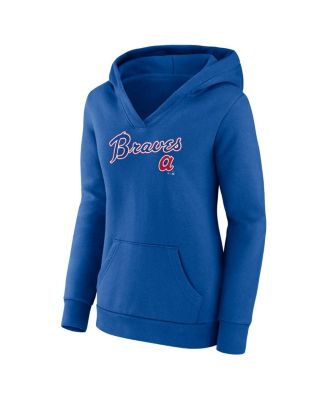 Women's Royal Atlanta Braves Wahconah Crossover V-neck Pullover Hoodie