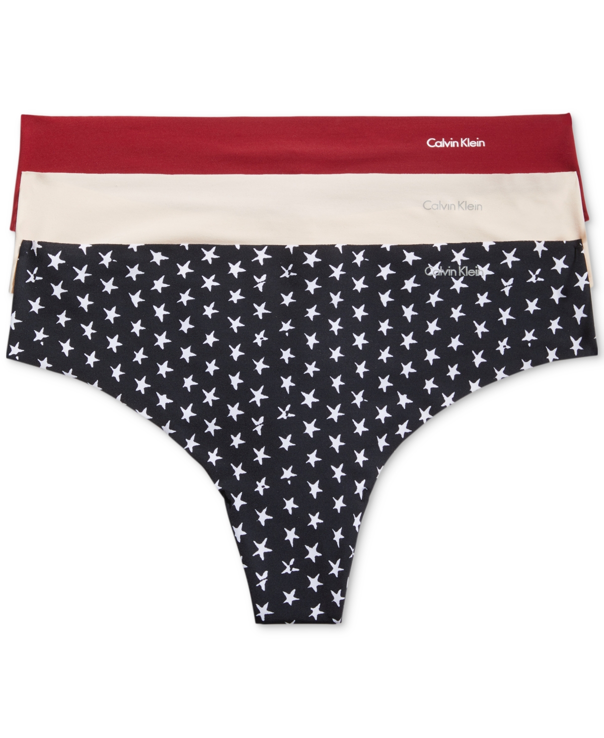 Calvin Klein Women's Invisibles 3-pack Thong Underwear Qd3558 In