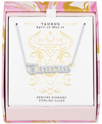 Diamond Accent Zodiac Name 18" Pendant Necklace in Sterling Silver or 14k Gold-Plated Sterling Silver