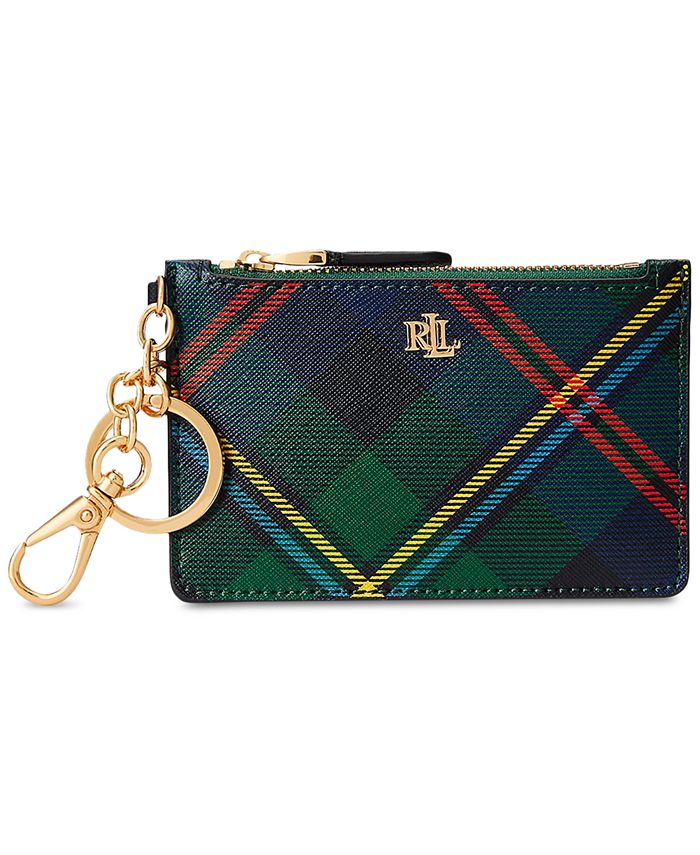 Lauren Ralph Lauren Plaid Crosshatch Leather Zip Card Case Macy's