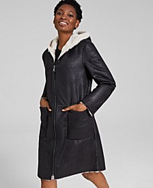 Women's Hooded Faux-Shearling Coat