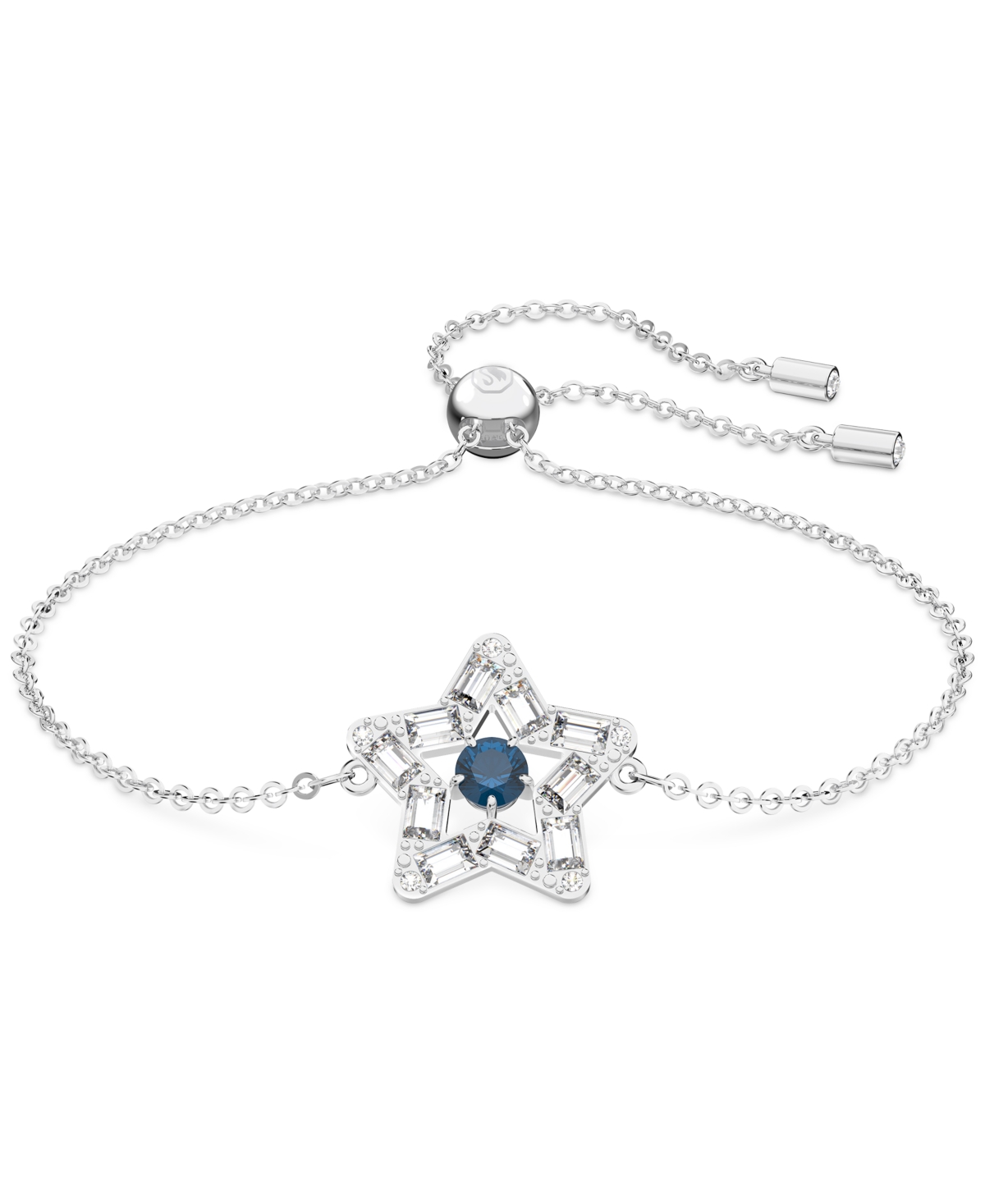 Shop Swarovski Baguette Crystal Star Charm Slider Bracelet In Blue