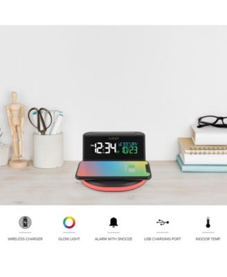 La Crosse Technology 617-148 Wireless Charging Alarm Clock with Glowing Light Base