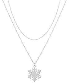 Silver Plated Snowflake Pendant Faux Layered Necklace