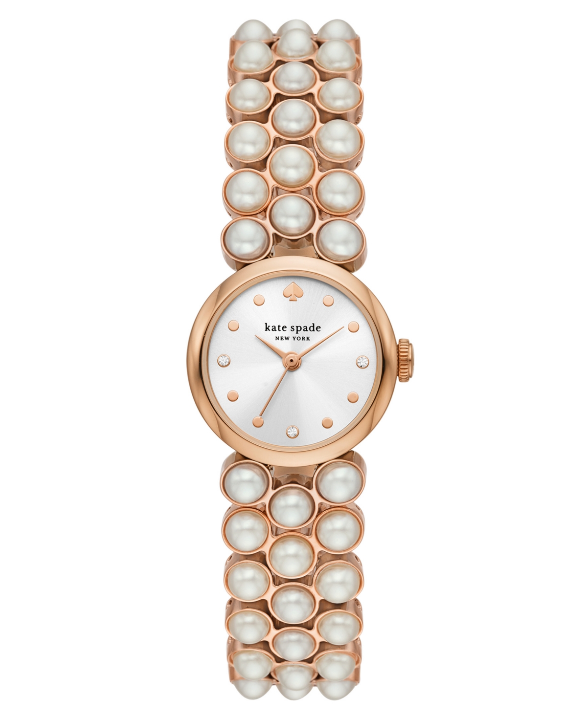 Kate Spade Women's Monroe Imitation Pearl Three-Hand Rose Gold-Tone Stainless Steel Bracelet Watch 24mm