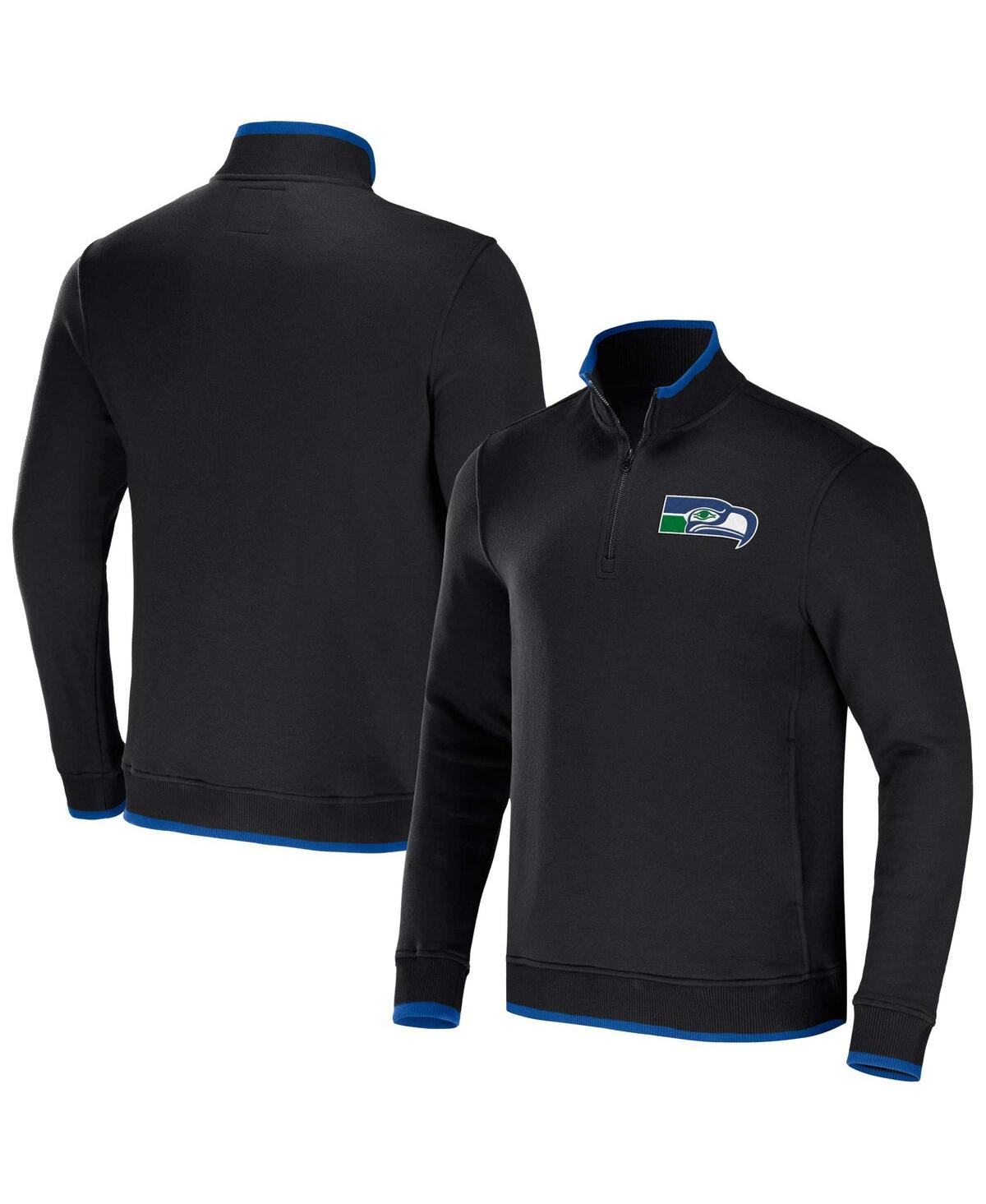 Shop Fanatics Men's Nfl X Darius Rucker Collection By  Black Seattle Seahawks Logo Quarter-zip Top