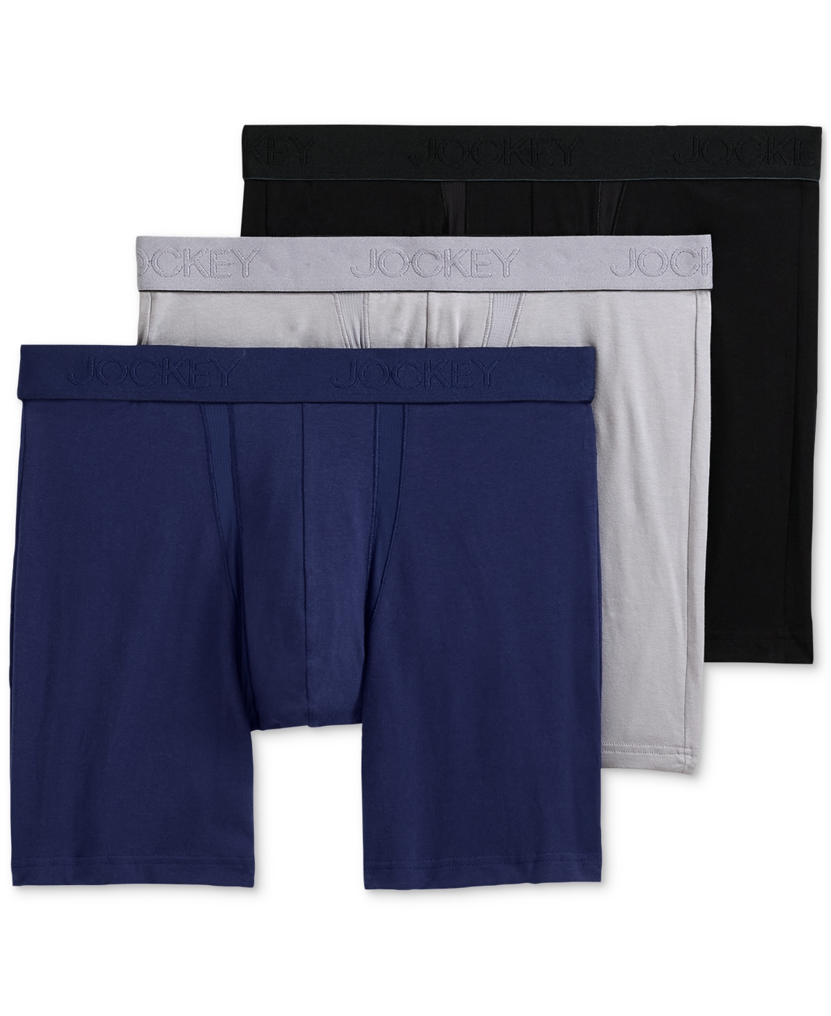 Men's Chafe Proof Pouch Cotton Stretch 7" Boxer Brief - 3 Pack - Black/mid Grey/just Past Midnight