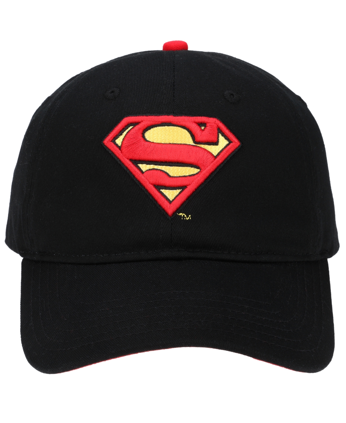 Men's Dc Comics Superman Low Profile Unstructured Dad Hat Adjustable Baseball Cap - Black, Red