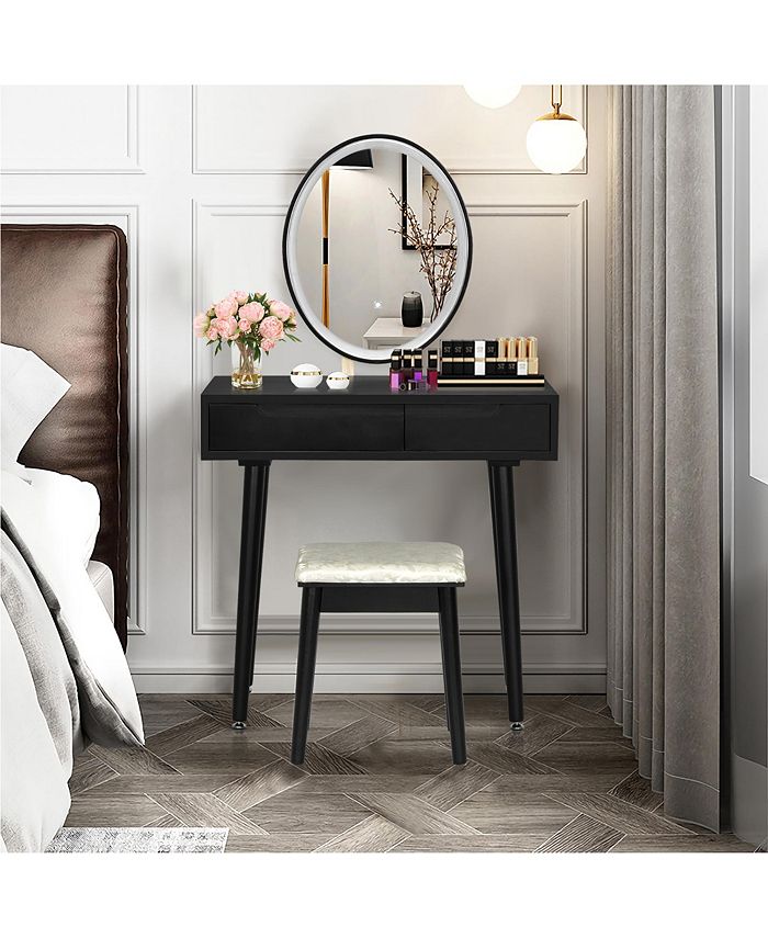 Costway Vanity Makeup Table Touch Screen Dressing Table Stool Set Macy's