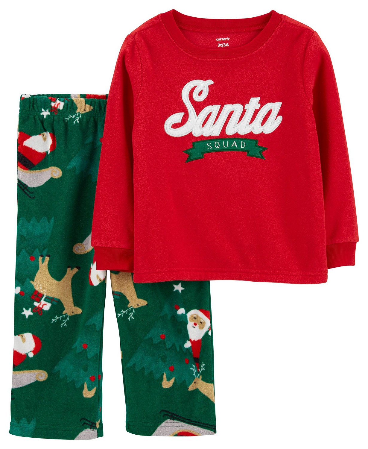 Toddler Boys Santa Fleece Pajama, 2 Piece Set