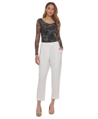 thumbnail image 2 of Women's Casual Mid Waist Shorts Zipper Fly Front Slit Breathable Woven – Panthera 2 of 14