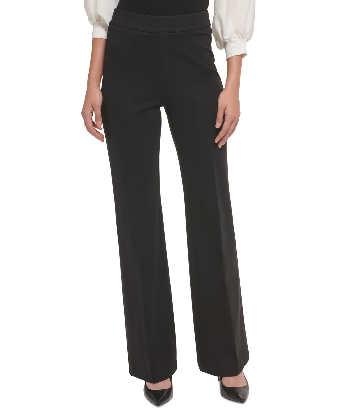 Женские брюки DKNY Soft Ponte Knit High-Rise Pull-On, цвет: Чёрный — фото 1