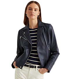 Women's Leather Moto Jacket, Created for Macy's 