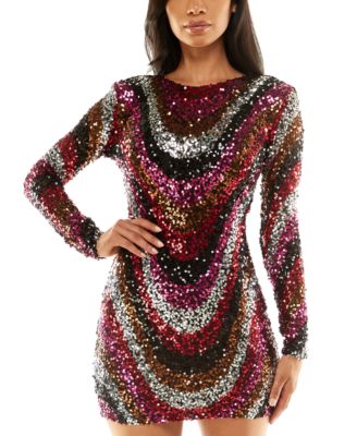 B Darlin Juniors' Sequined Low-Back Mini Dress - Macy's