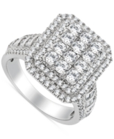 Diamond Rectangular Cluster Engagement Ring (2 ct. t.w.) in 10k White Gold - White Gold