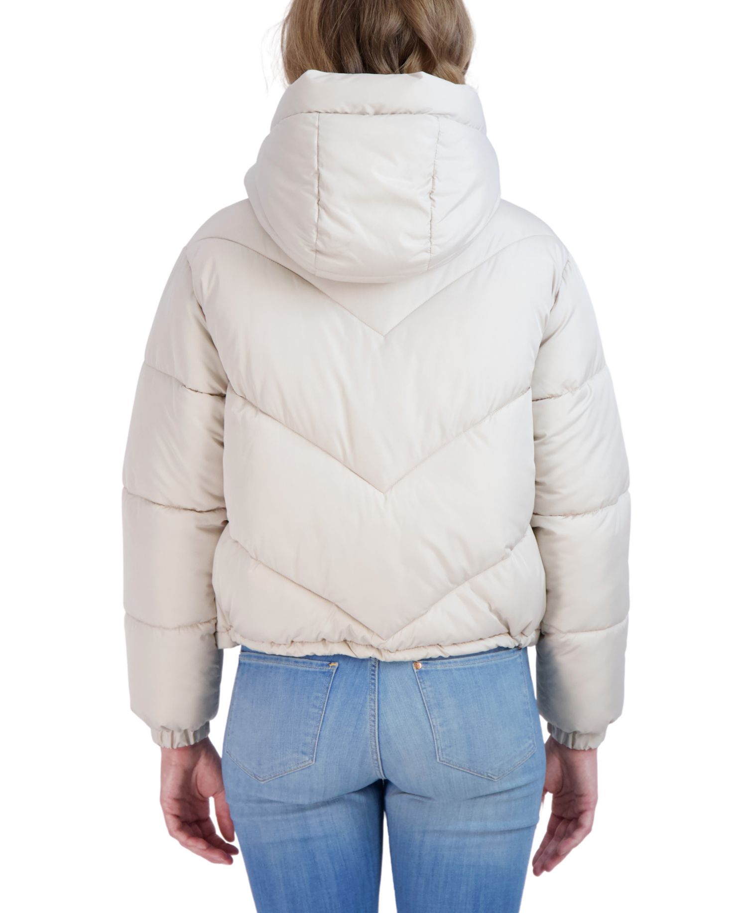 Women's Juniors' Short Hooded Puffer Jacket