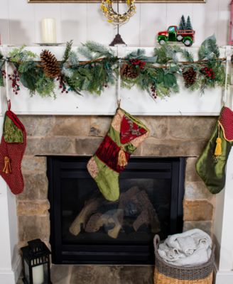 Village Lighting Garland and christmas stocking holder for mantle, 3 Pack
