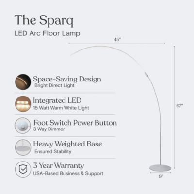 Sparq 67" Dimmable LED Modern Arc Metal Floor Lamp