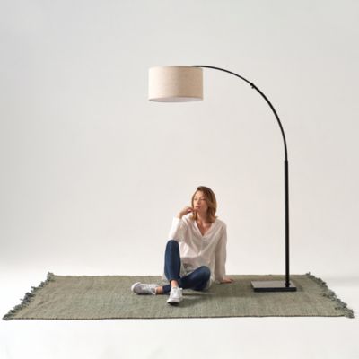 Logan Contemporary Arc LED Floor Lamp with Marble Base (76")