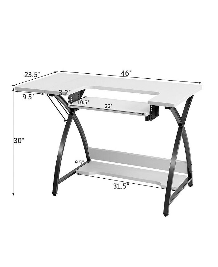 Costway Sewing Craft Table Computer Desk with Adjustable Platform - Macy's