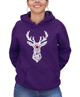 Women's Santa's Reindeer Word Art Hooded Sweatshirt
