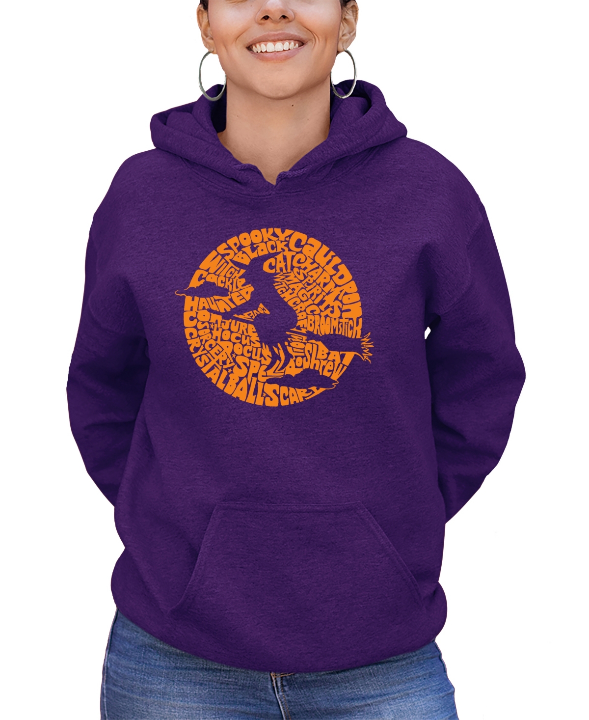 La Pop Art Women's Spooky Witch Word Art Hooded Sweatshirt