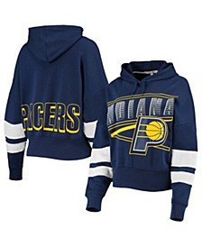 Women's Navy Indiana Pacers Throwback Stripe Pullover Hoodie