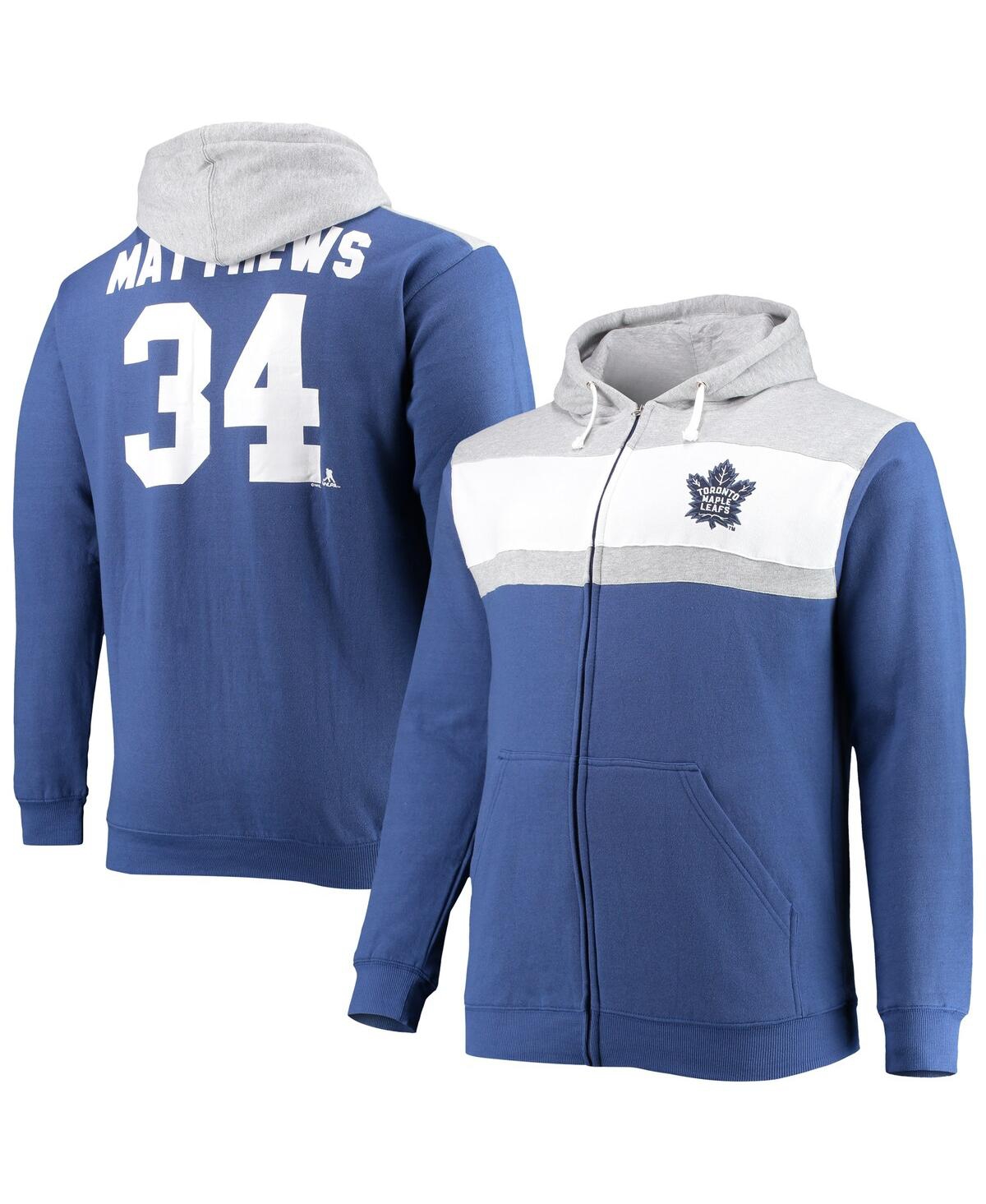 Men's Profile Auston Matthews Blue Toronto Maple Leafs Big and Tall Colorblock Full-Zip Hoodie - Blue