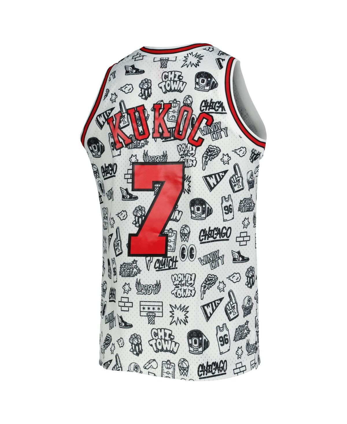 Men's Mitchell & Ness Toni KukocChicago Bulls 1997-98 Hardwood Classics Doodle Swingman Jersey - White