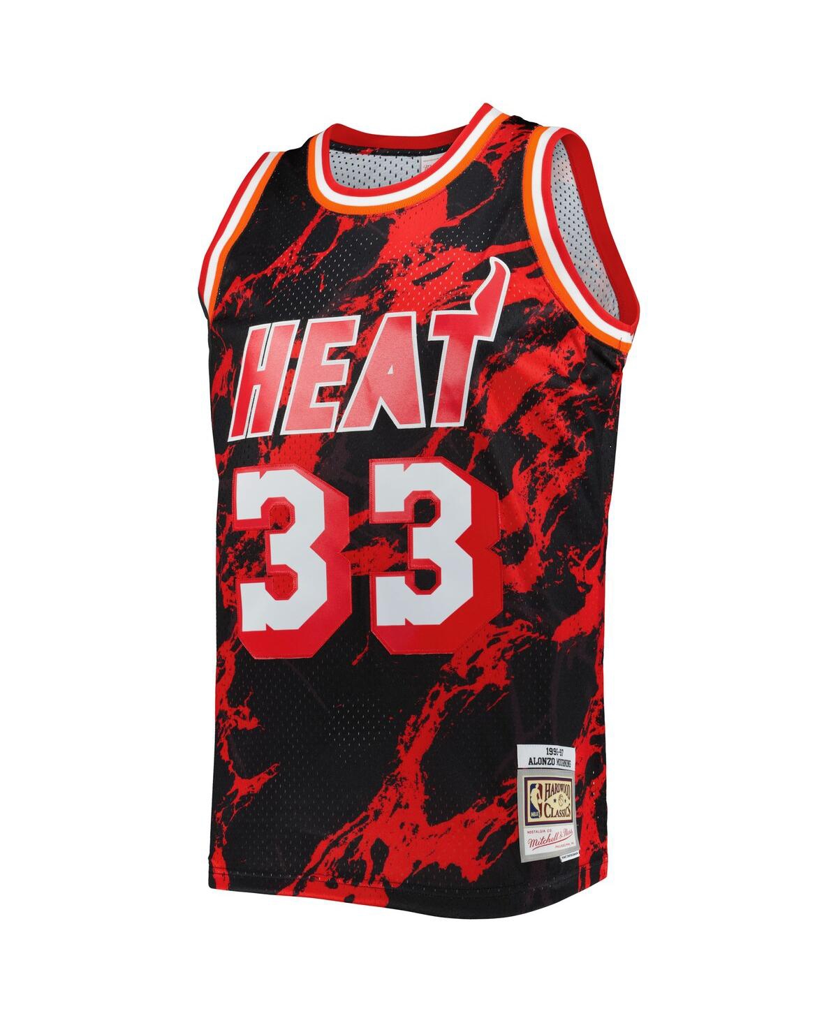 Men's Mitchell & Ness Alonzo MourningMiami Heat 1996-97 Hardwood Classics Marble Swingman Jersey - Black