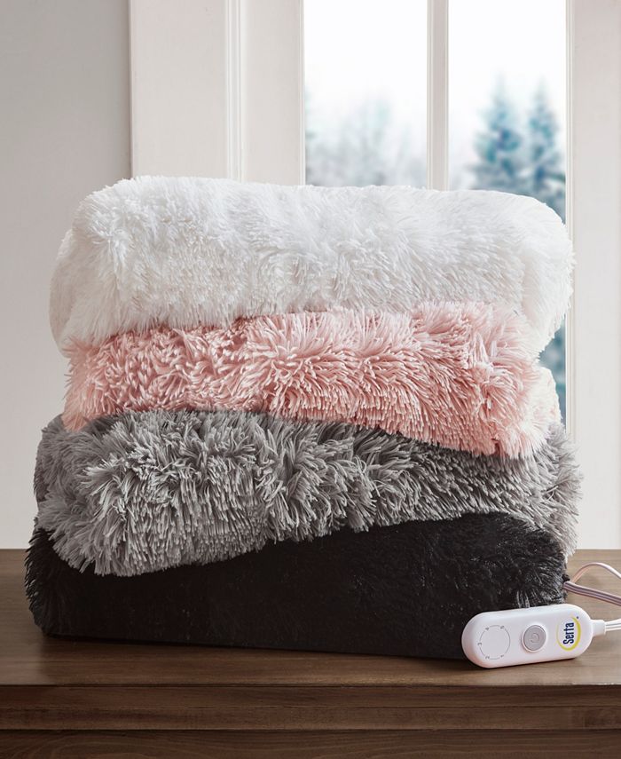 Serta Shaggy Electric FauxFur Throw, 50" x 60" Macy's