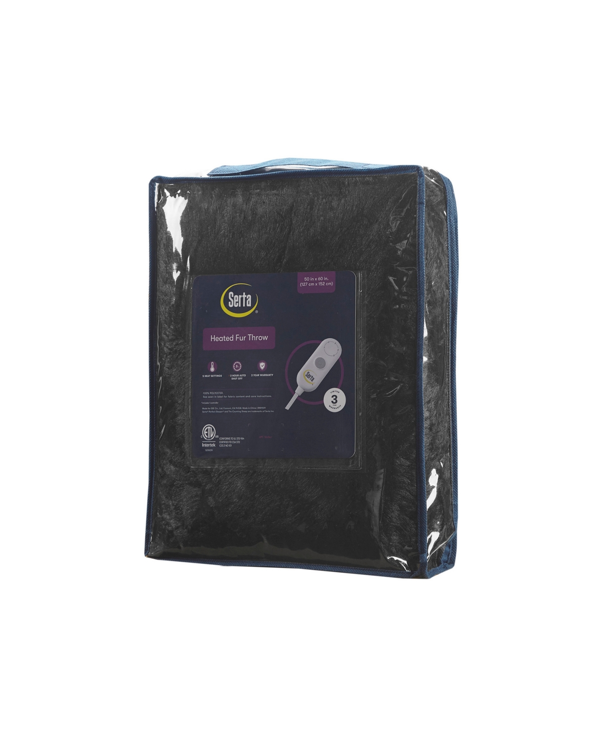 Serta Shaggy Electric Faux-Fur Throw, 50" x 60"