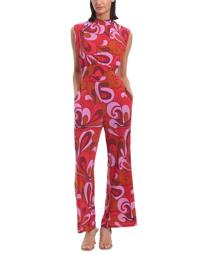 Donna Morgan Women's Square Neck Sleeveless Cropped Jumpsuit - Crepe Wide Leg Romper For Events - View #9