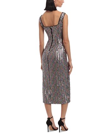 Donna Morgan Women's Sequined Square-Neck Midi Dress - Macy's