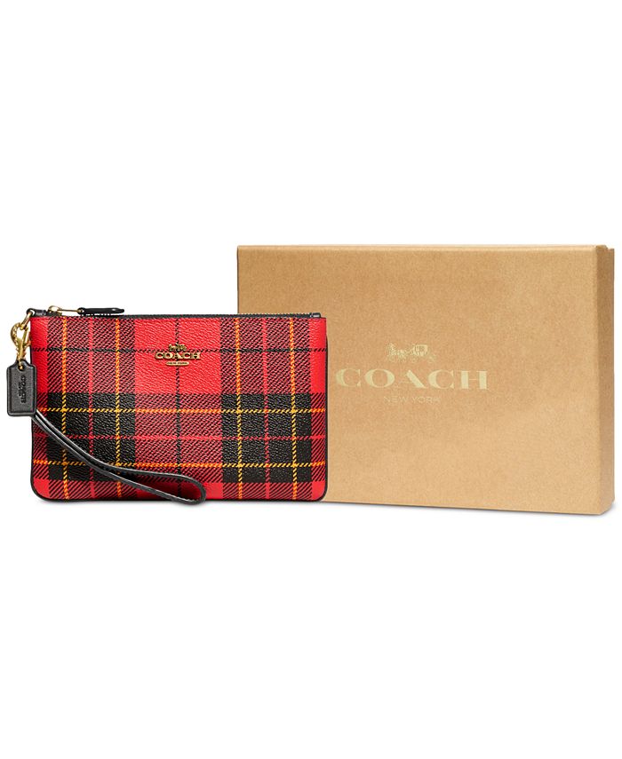 COACH Plaid Print Small Wristlet with box & Reviews - Handbags &  Accessories - Macy's